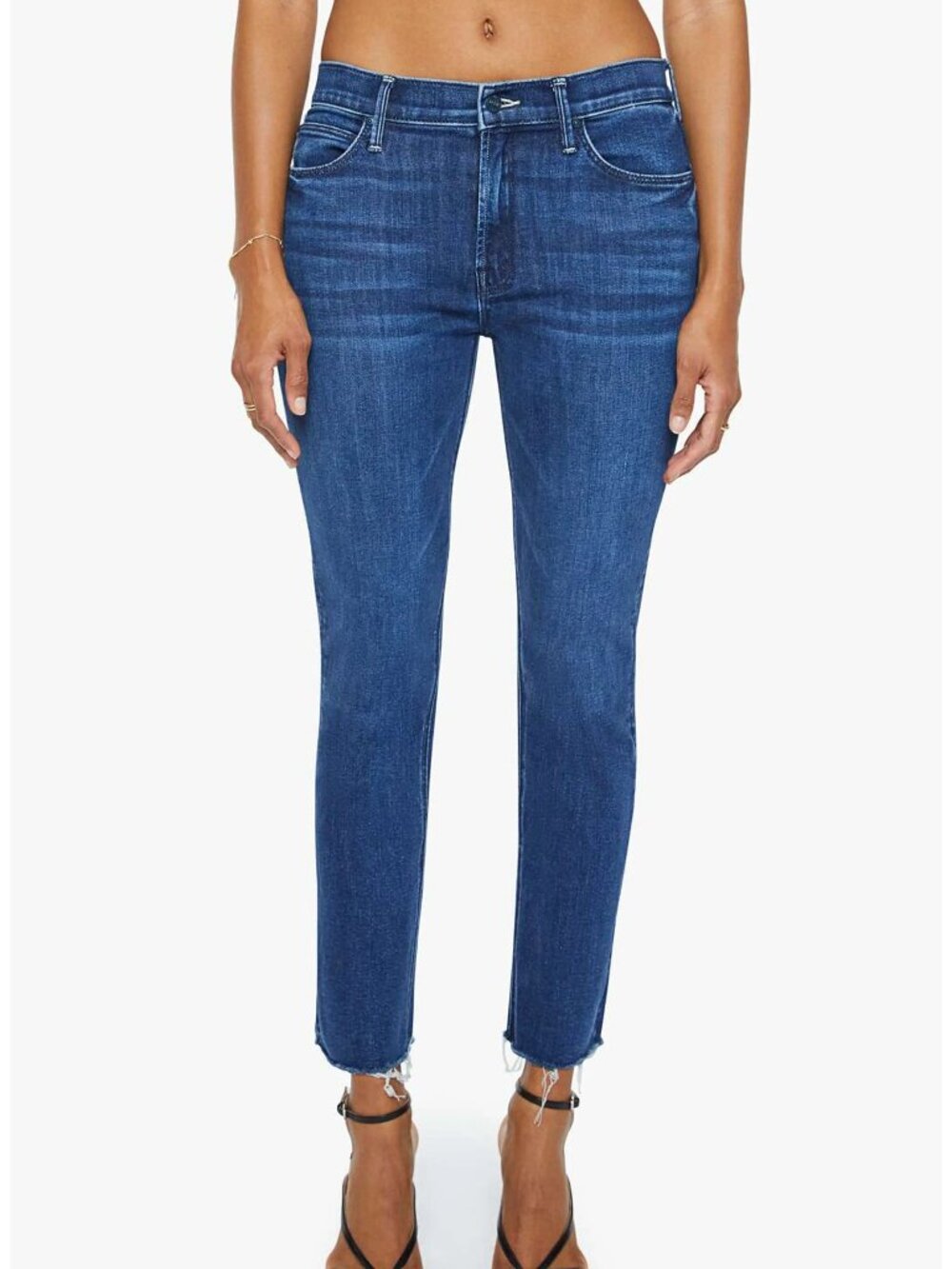 MOTHER The Dazzler Mid Rise Ankle Fray Jeans